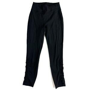 Lululemon Women’s Black High Rise Leggings Size 6 Mesh Cutout Ankle Detail